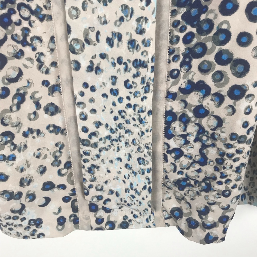 Ann Taylor Sleeveless Blue Pleated Dot Print Blouse Tank Top XL - Picture 6 of 8
